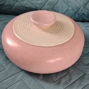 California Pottery, AC Davey, Pink and Cream Ceramic Lidded Bowl